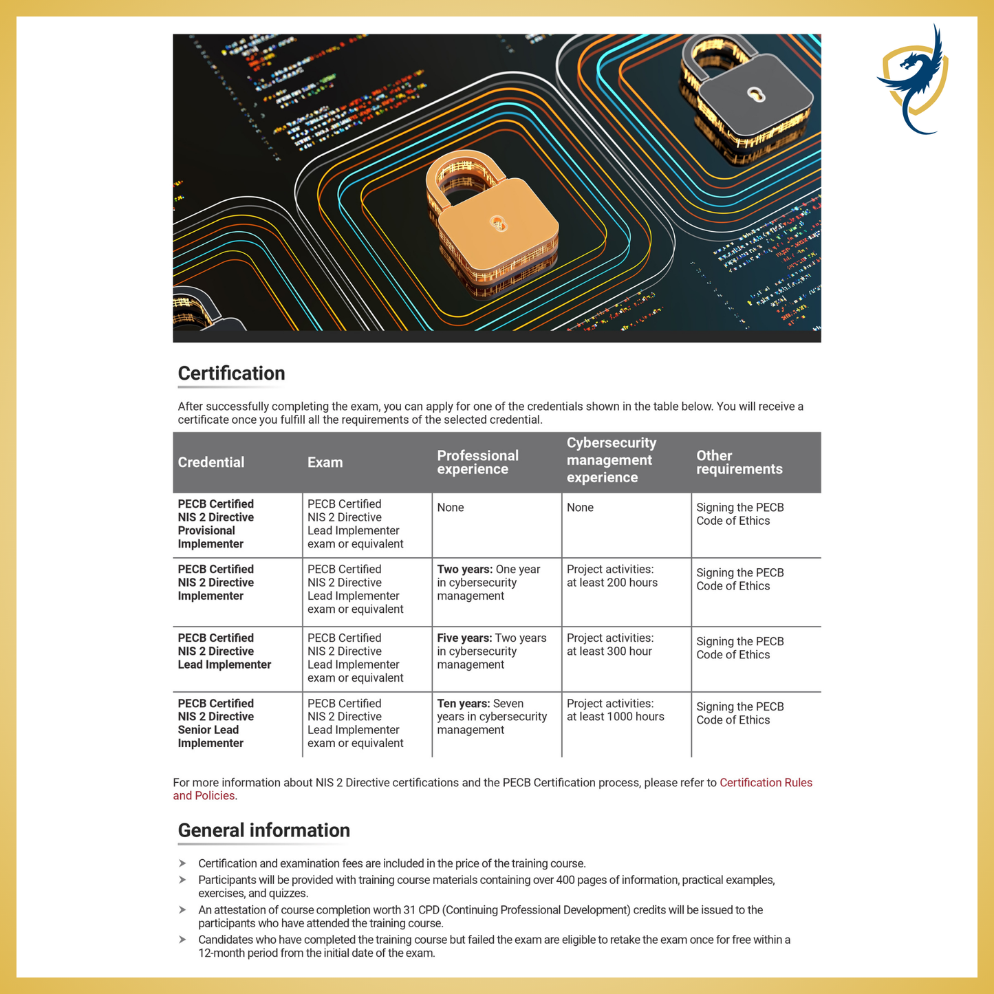 NIS 2 Directive Lead Implementer (PECB Certification)